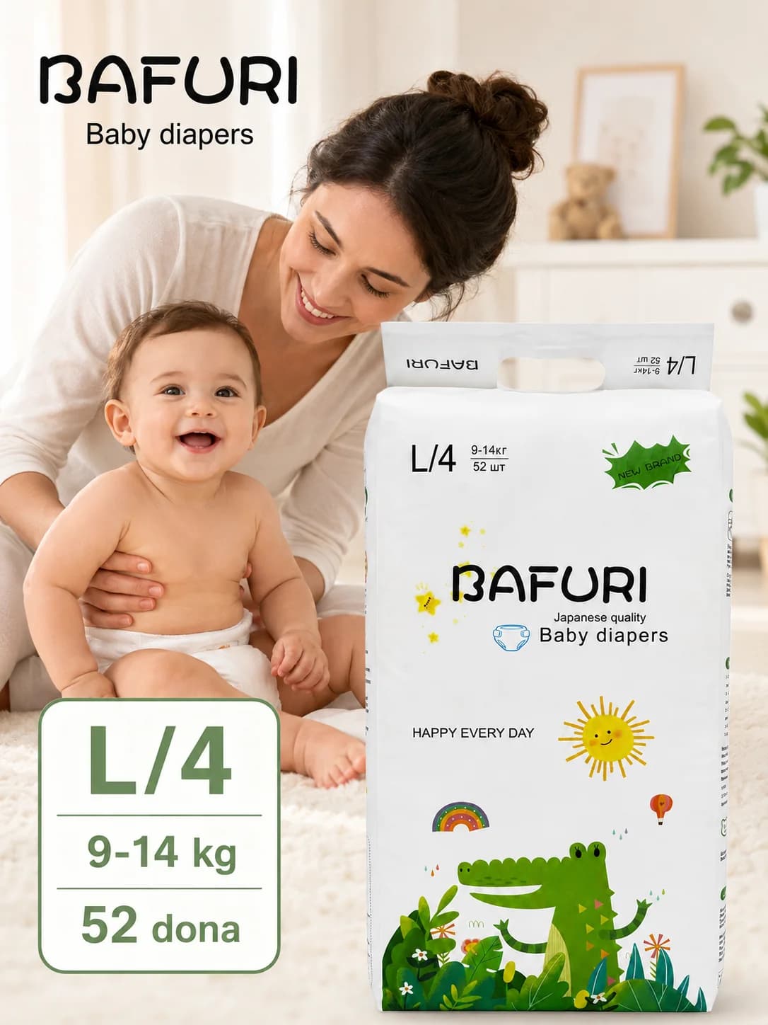 BAFURI L/4 Bolalar Tagligi 9-14 kg 52 dona