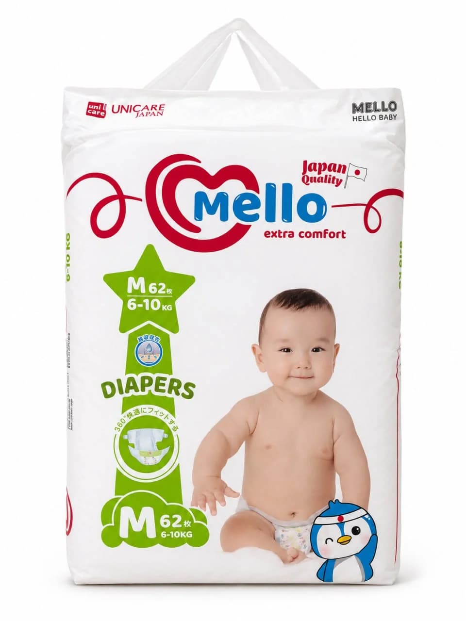 Mello Extra Comfort Bolalar Pampersi M 62 dona