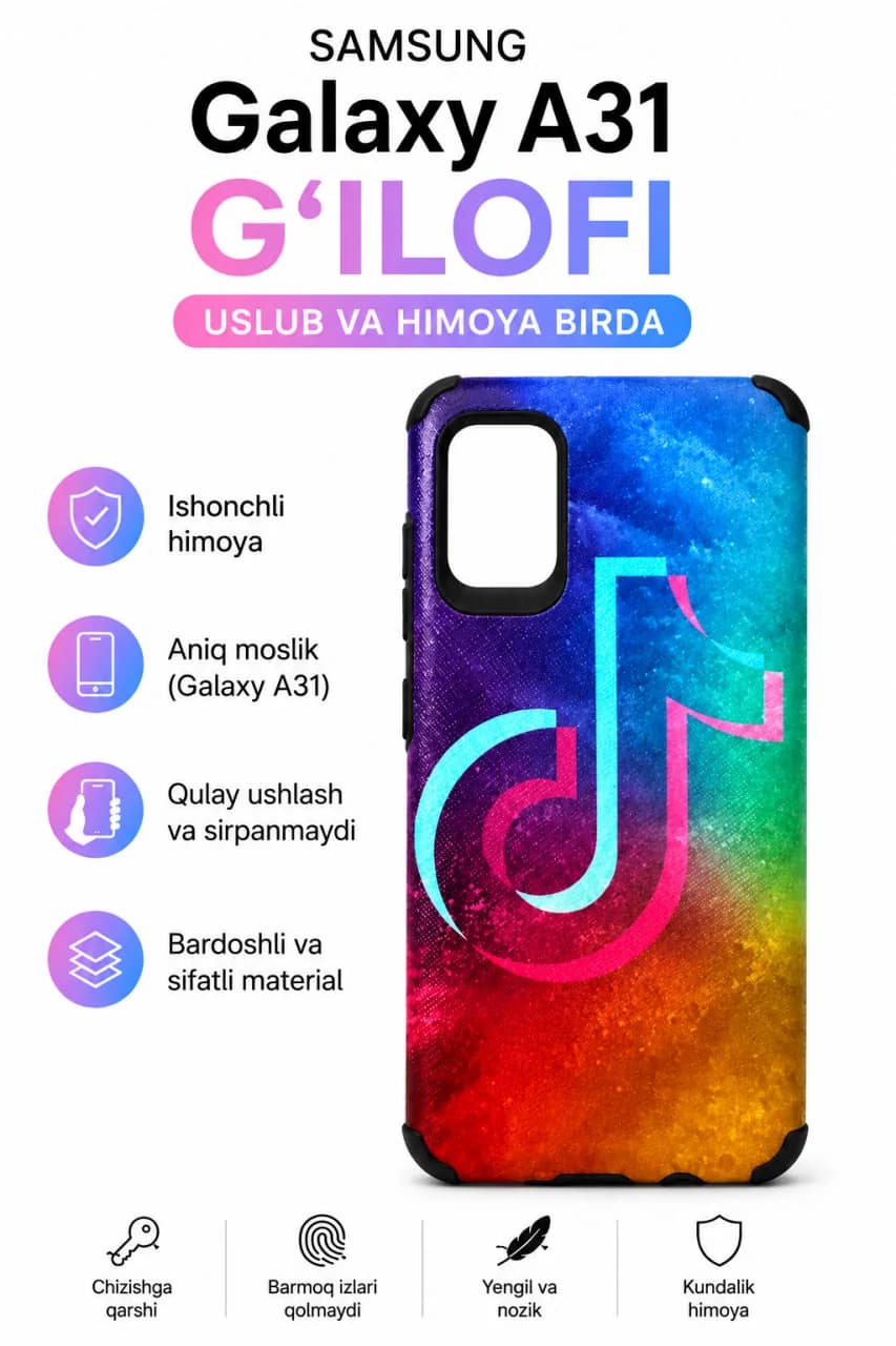 Samsung Galaxy A31 Smartfon G‘ilofi Rang-barang TikTok Dizaynli