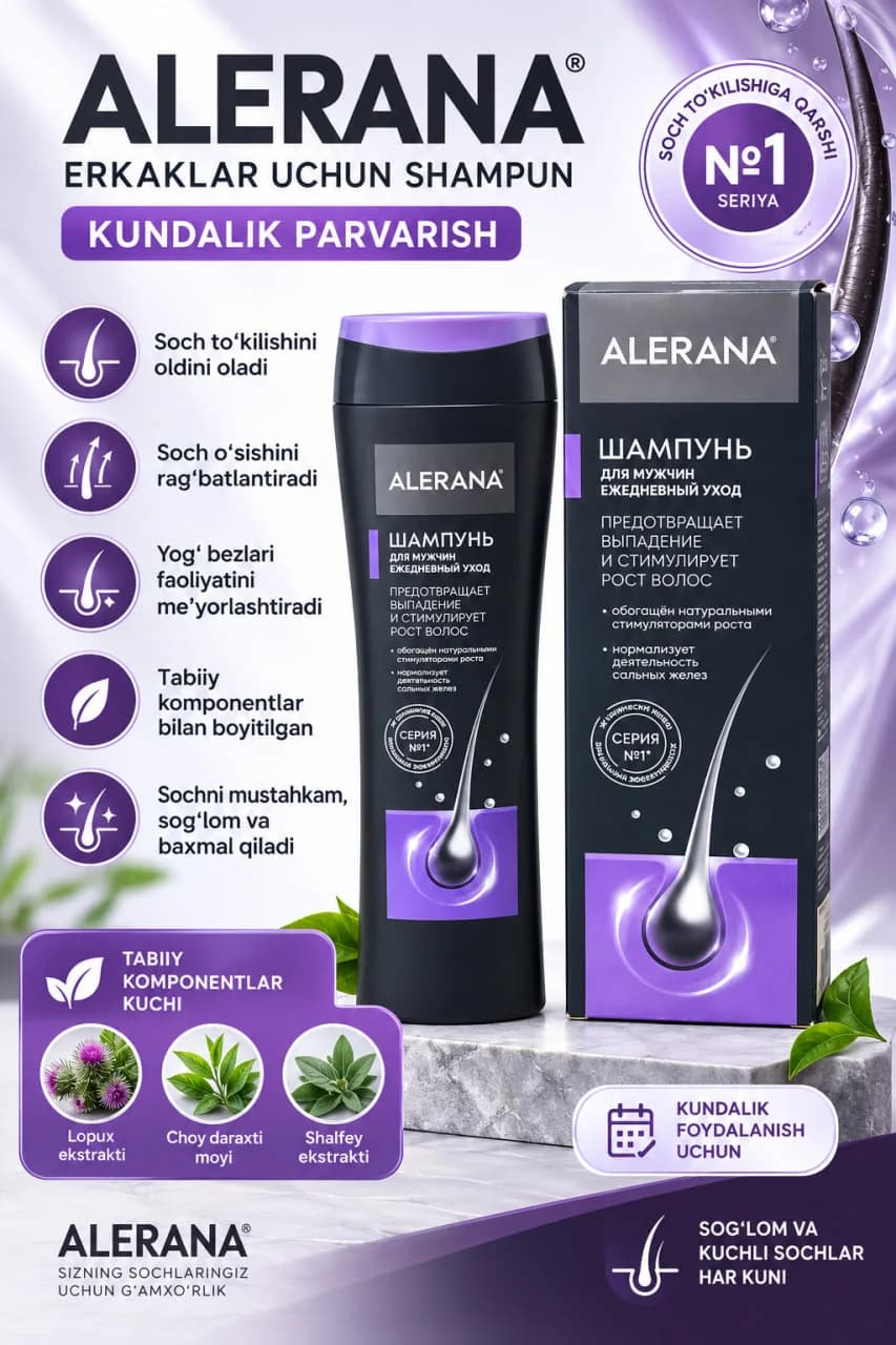 ALERANA erkaklar uchun kundalik parvarish shampuni