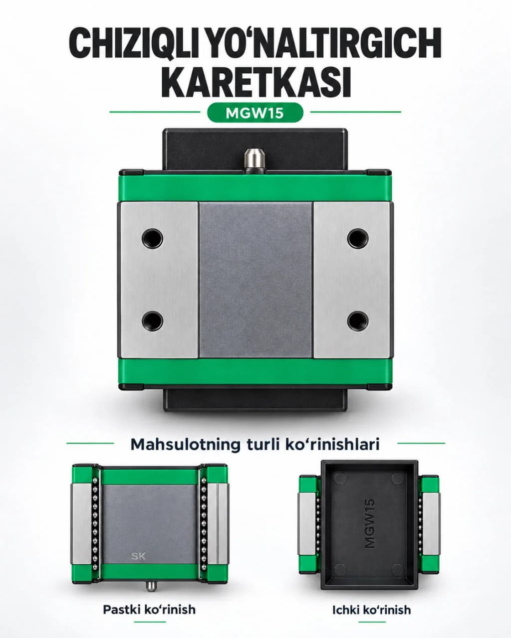 MGW15 chiziqli yo‘naltirgich karetkasi