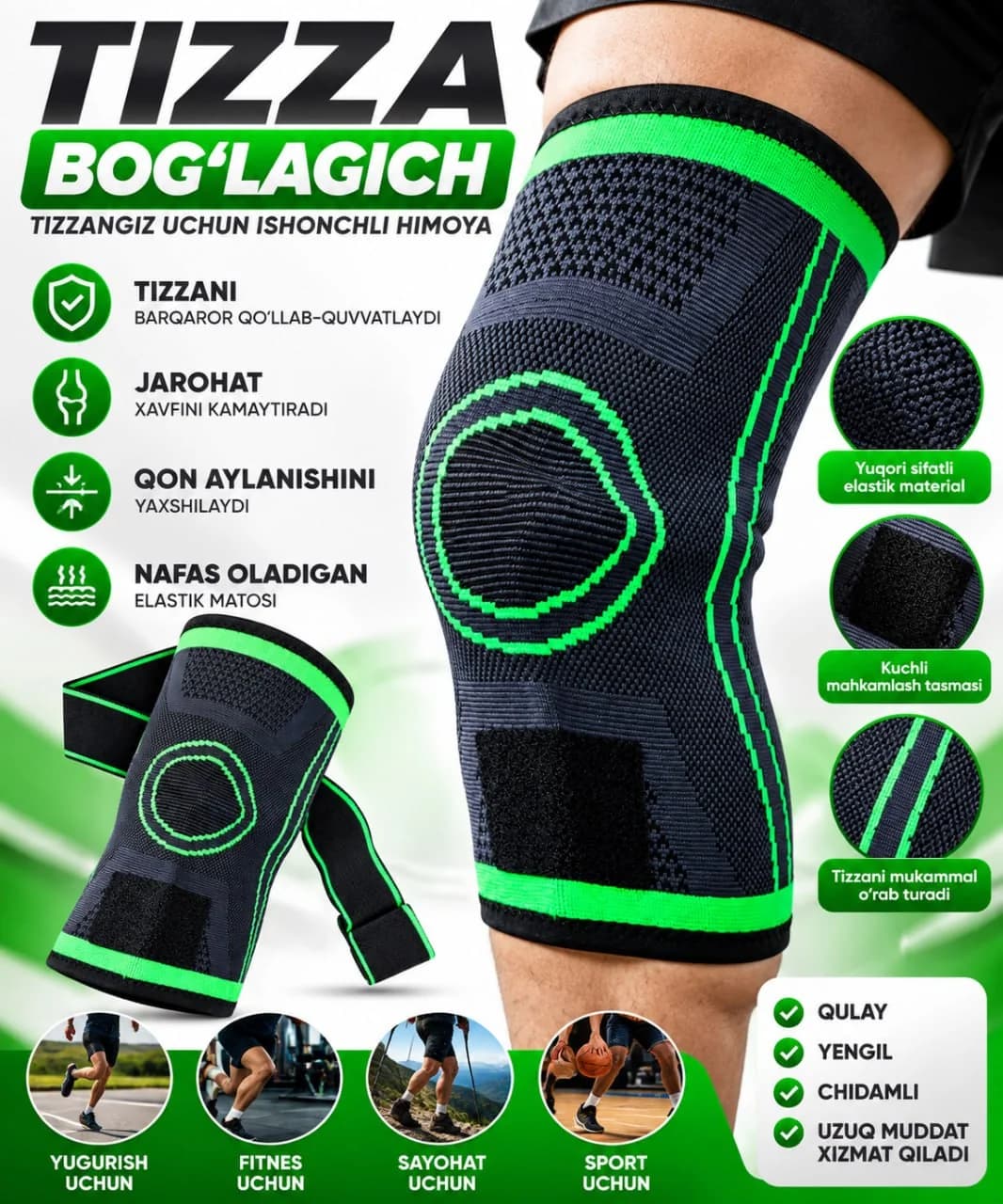 Qo‘shimcha tasmali tizza bog‘lagichi